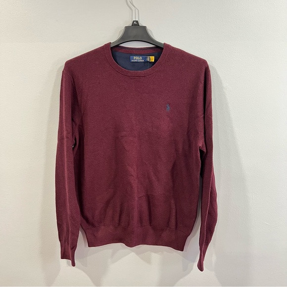 Polo Ralph Lauren Men's Burgundy Long Sleeves Crew Neck Sweater